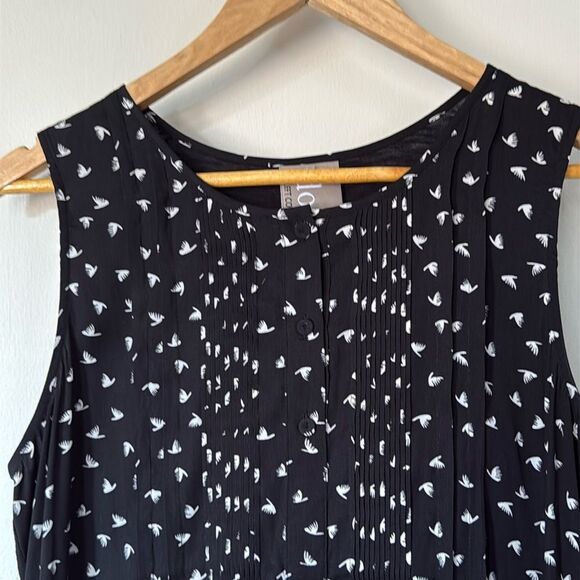 Anthropologie Dolan Jules Sleeveless Topβ Black White Bird Print Blouse Medium - Picture 2 of 8
